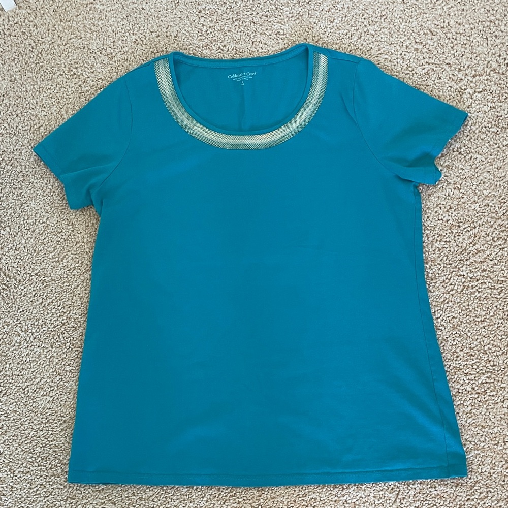 Coldwater Creek Teal Short Sleeve Top